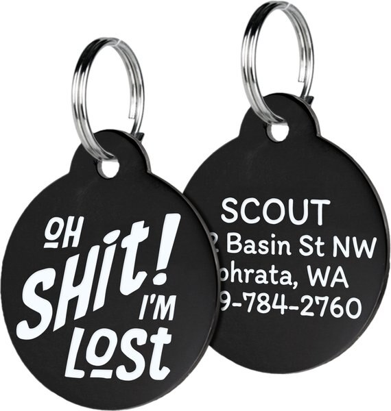 GoTags Oh Shit! I'm Lost Bone Personalized Dog ID Tag