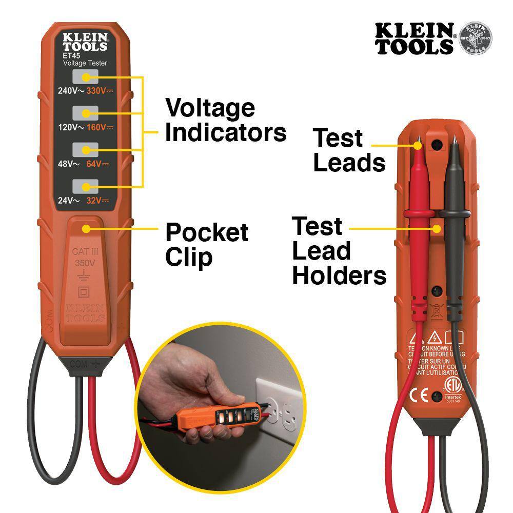 Klein Tools Electrical Test Kit with Voltage and Receptacle Tester ET45VP