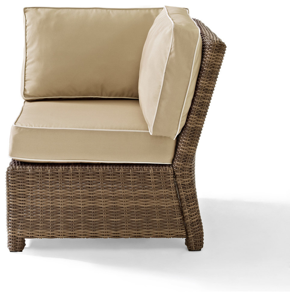 Crosley Bradenton Wicker Corner Patio Chair in Brown and Sangria   Tropical   Outdoor Lounge Chairs   by Virventures  Houzz