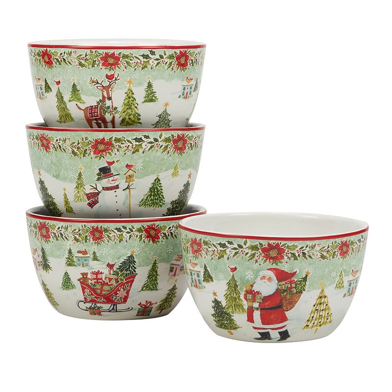 Certified International Set of 4 Joy of Christmas Ice Cream Bowls