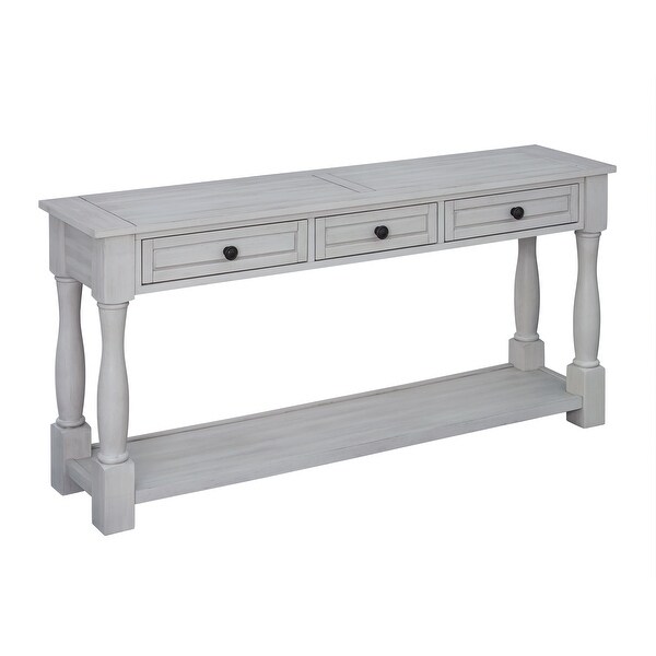 Long Extra-thick Sofa Console Table with Drawers and Shelf