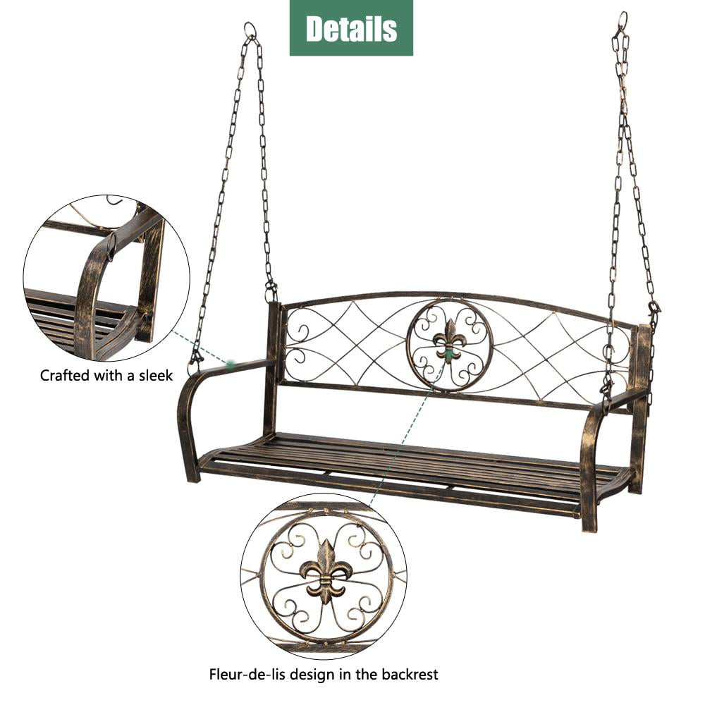 SalonMore Metal Porch Swing Chair Hanging Bench w/ Chains (Not Including Stand)