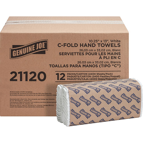 Genuine Joe 21120 White 1 Ply C-Fold Paper Towels | 13 1