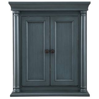 Home Decorators Collection Strousse 26 in. W x 30 in. H Wall Cabinet in Distressed Blue Fog SRBW2630