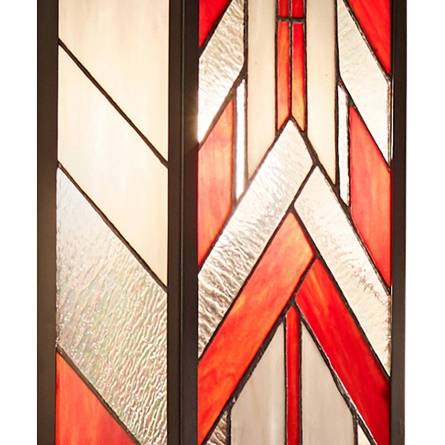 1 light Mission Style Rectangular Outdoor Stained Glass Wall Sconce Red River Of Goods