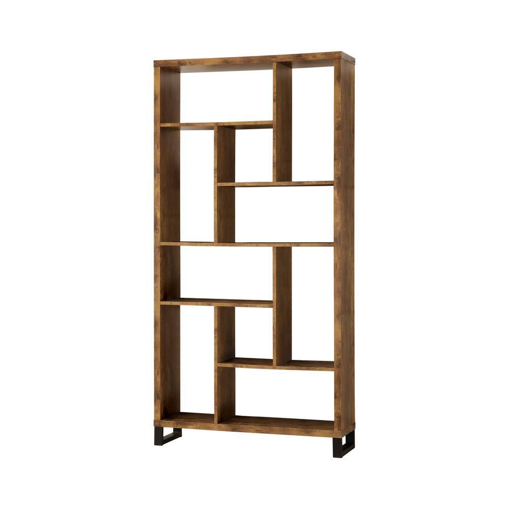 Coaster Home Furnishings 70.75 in. Antique Nutmeg Wood 10-shelf Etagere Bookcase with Open Back 801236