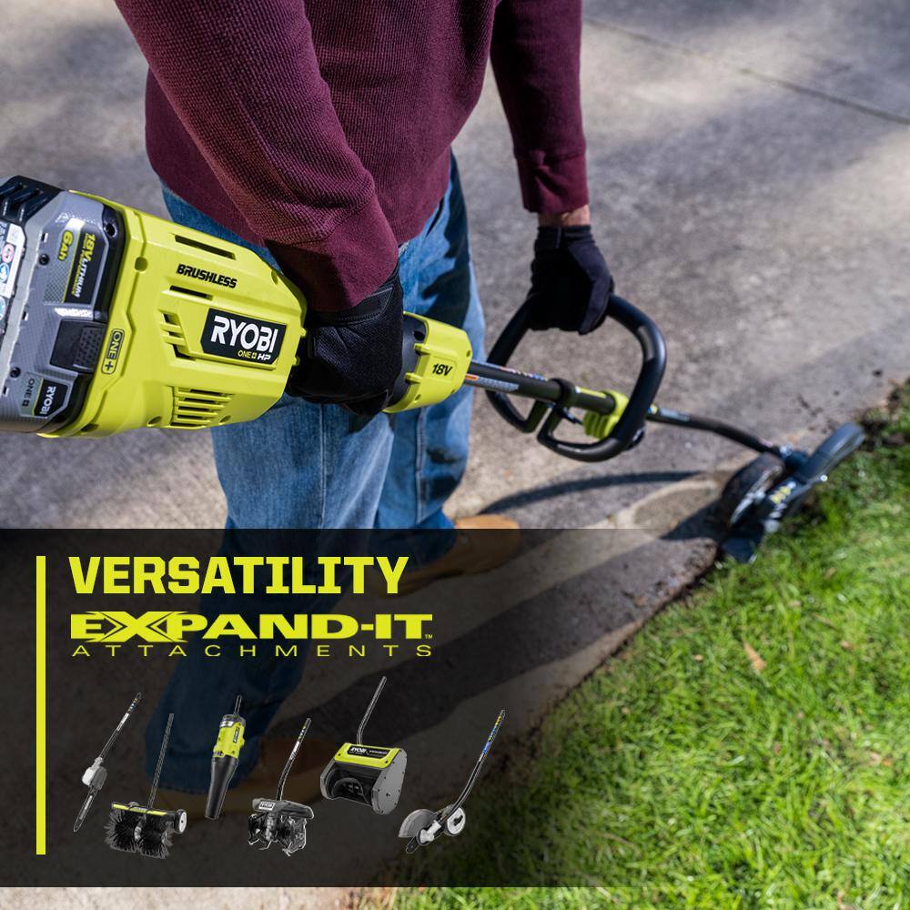 RYOBI ONE+ HP 18V Brushless Attachment Capable String Trimmer w Extra 5-Pack Pre-Cut Spiral Line 6.0Ah Battery  Charger P20220-AC