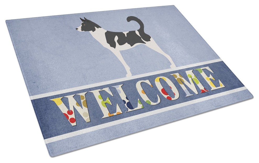 Canaan Dog Welcome Glass Cutting Board  Large   Contemporary   Cutting Boards   by the store  Houzz