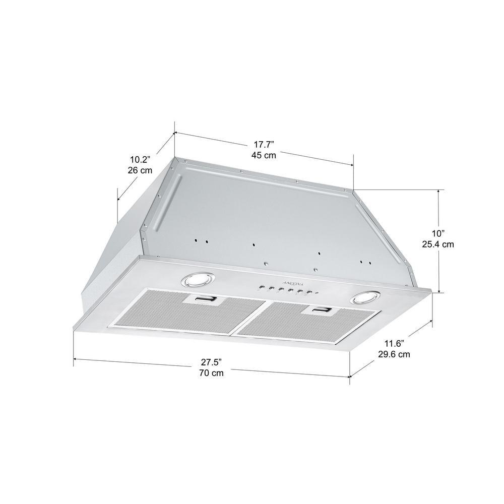 Ancona BNL430 28 in Ducted Insert Range Hood in Stainless Steel with LED and Night Light Feature