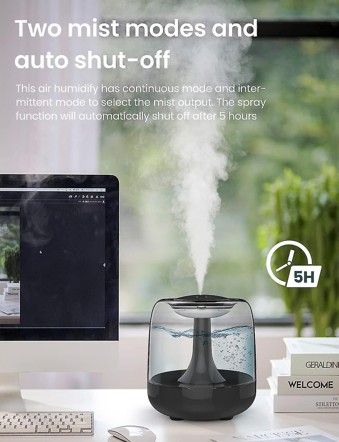 Humidifier， Usb Ultrasonic Air Humidifier 440ml With Colorful Night Light， Auto Shut Off， 2 Mist Modes (black) Crjjkoy