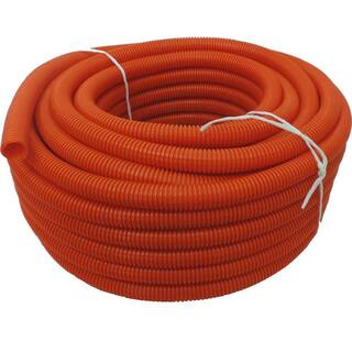 HYDROMAXX 1-12 in. Dia. x 100 ft. Orange Flexible Corrugated Polyethylene Non Split Tubing and Convoluted Wire Loom OLNS112100