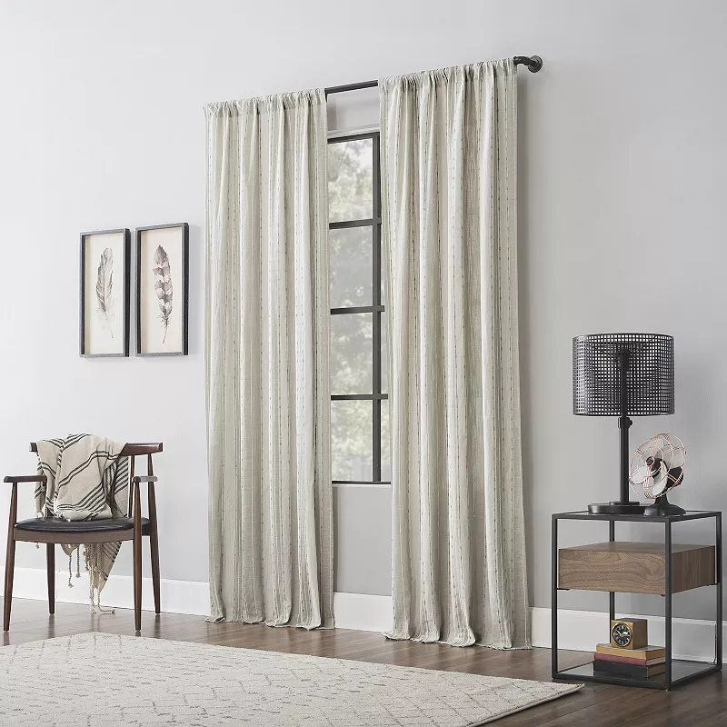 Archaeo Slub Stripe Semi-Sheer Rod Pocket Curtain Panel