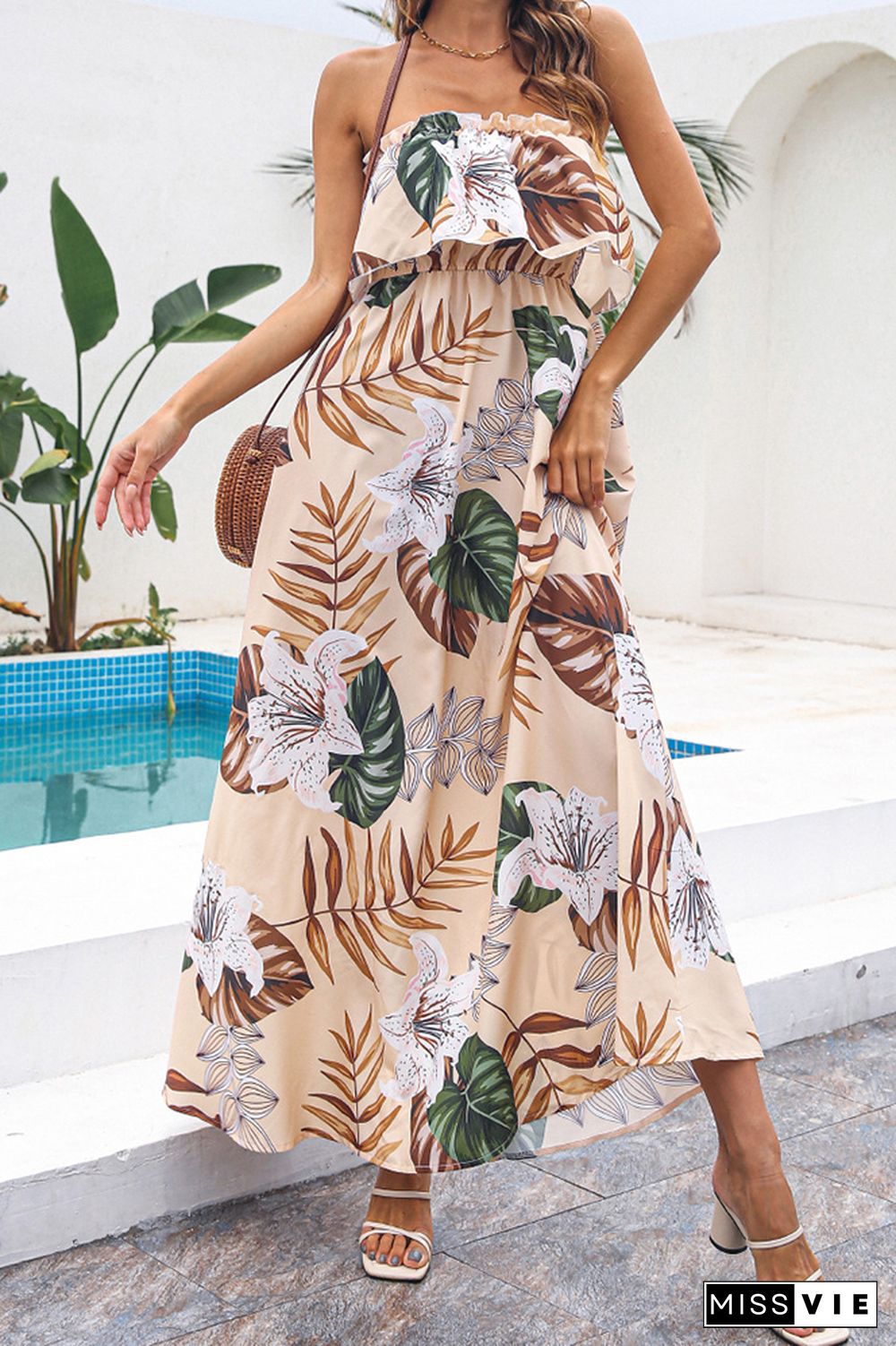 Floral Off-shoulder Long Dress Wholesale