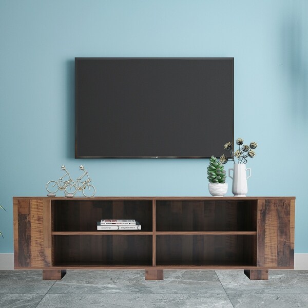 TV Stand for TVs up to 65-Inch， Modern Entertainment Center with 8 Open Shelves