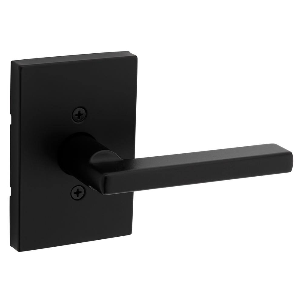 Kwikset Halifax Rectangle Rose Matte Black Dummy Door Lever with Microban 788HFLRCT514