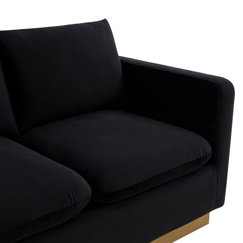 LeisureMod Nervo Modern Velvet Sofa With Gold Base   Contemporary   Sofas   by LeisureMod  Houzz