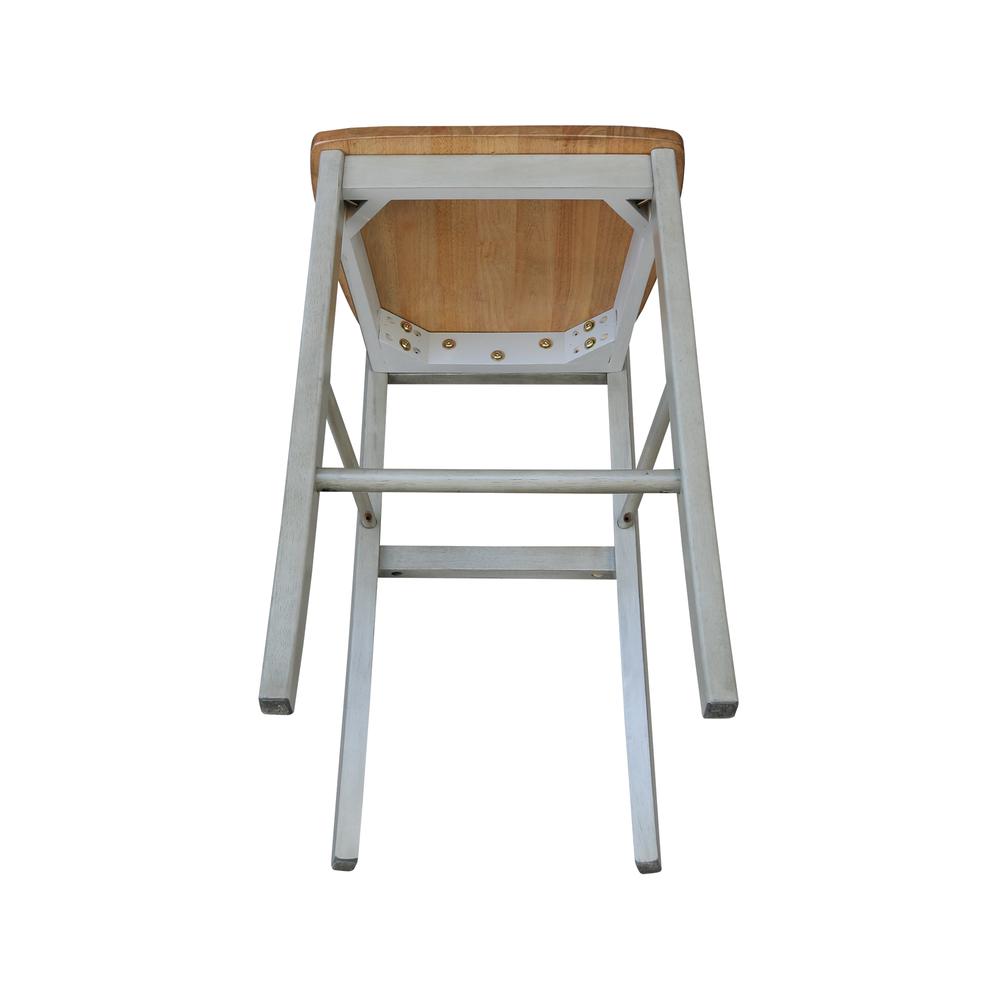 International Concepts Wood Cross Back Bar Height Stool - 30 Seat Height - Distressed Hickory/Stone