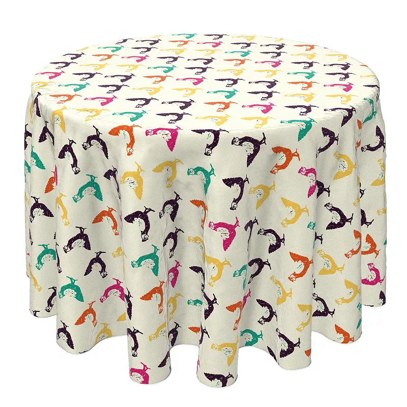 Round Tablecloth， 100% Cotton， 60 Round， Retro Chickens