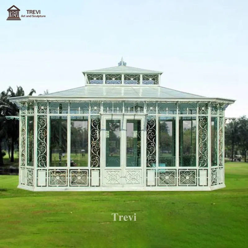 Tubular Custom Iron Gazebo Solarium Greenhouse Wrought Cast Iron Gazebos Pavilion Outdoor