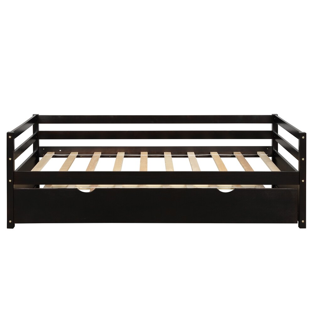 Twin Size Daybed with Trundle   Wood Frame Set   Wooden Slat Support