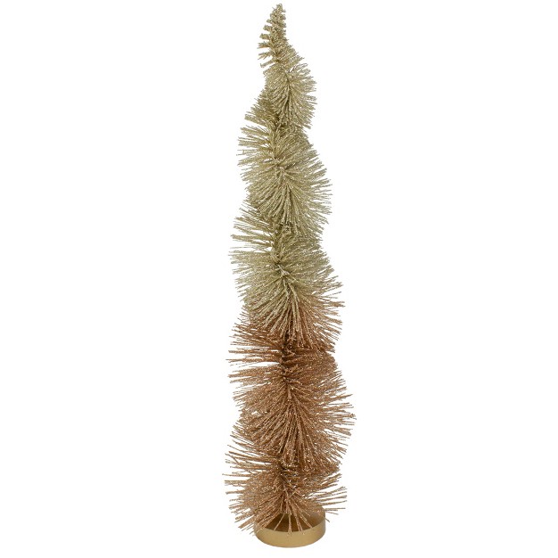 Gold Glittered Spiral Sisal Christmas Tree Tabletop Decoration