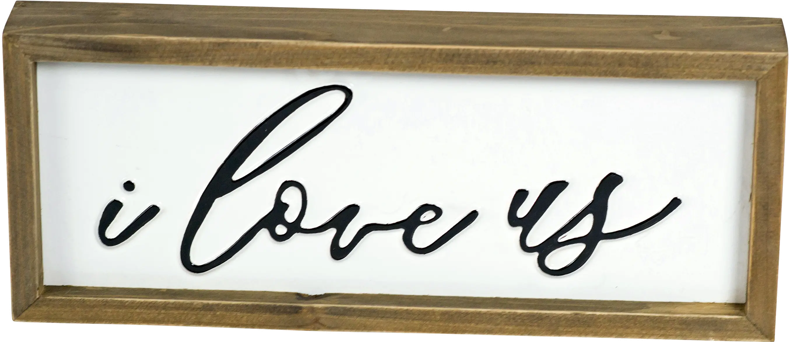 Light Brown， White and Black I Love Us Wood Frame Sign