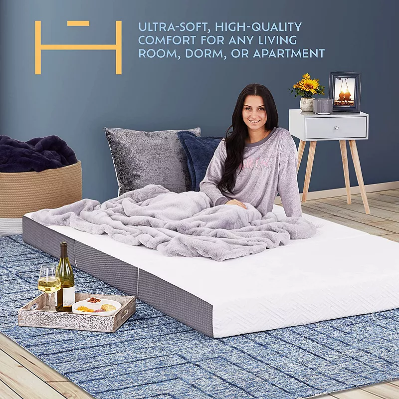 Heyward 6” Trifold Mattress Queen Size， Machine Washable Memory Foam Mattress