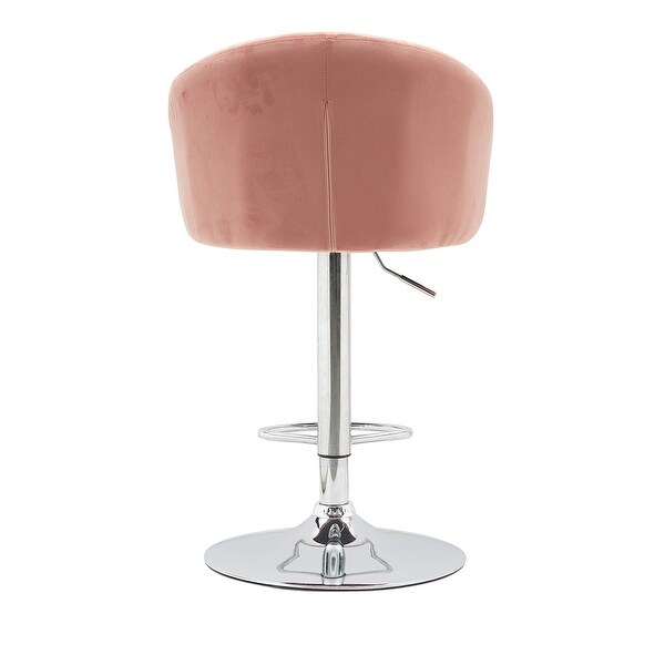 Velvet Upholstered Button Bar Stool with Backrest and Footrest