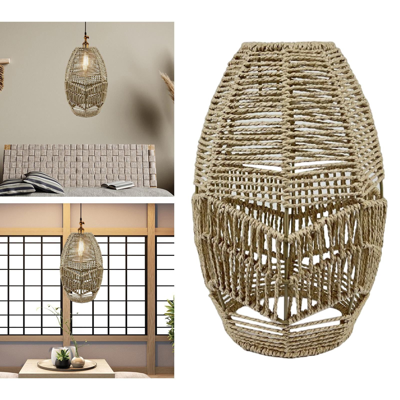 Pendant Lamp Shade Wicker Woven Lampshade for Room Bedroom B