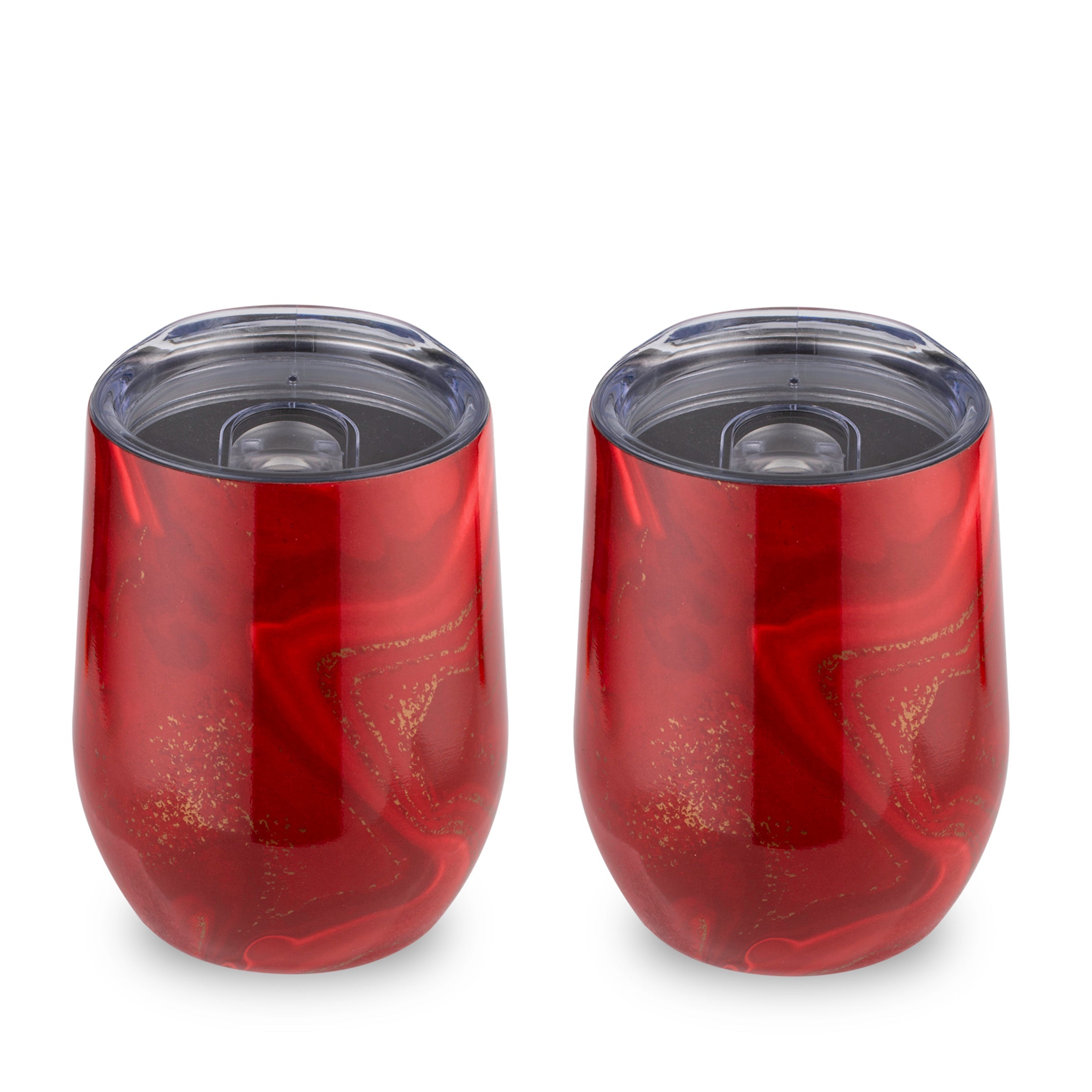 12 Oz Red Geo Wine Tumblers, Set Of 2