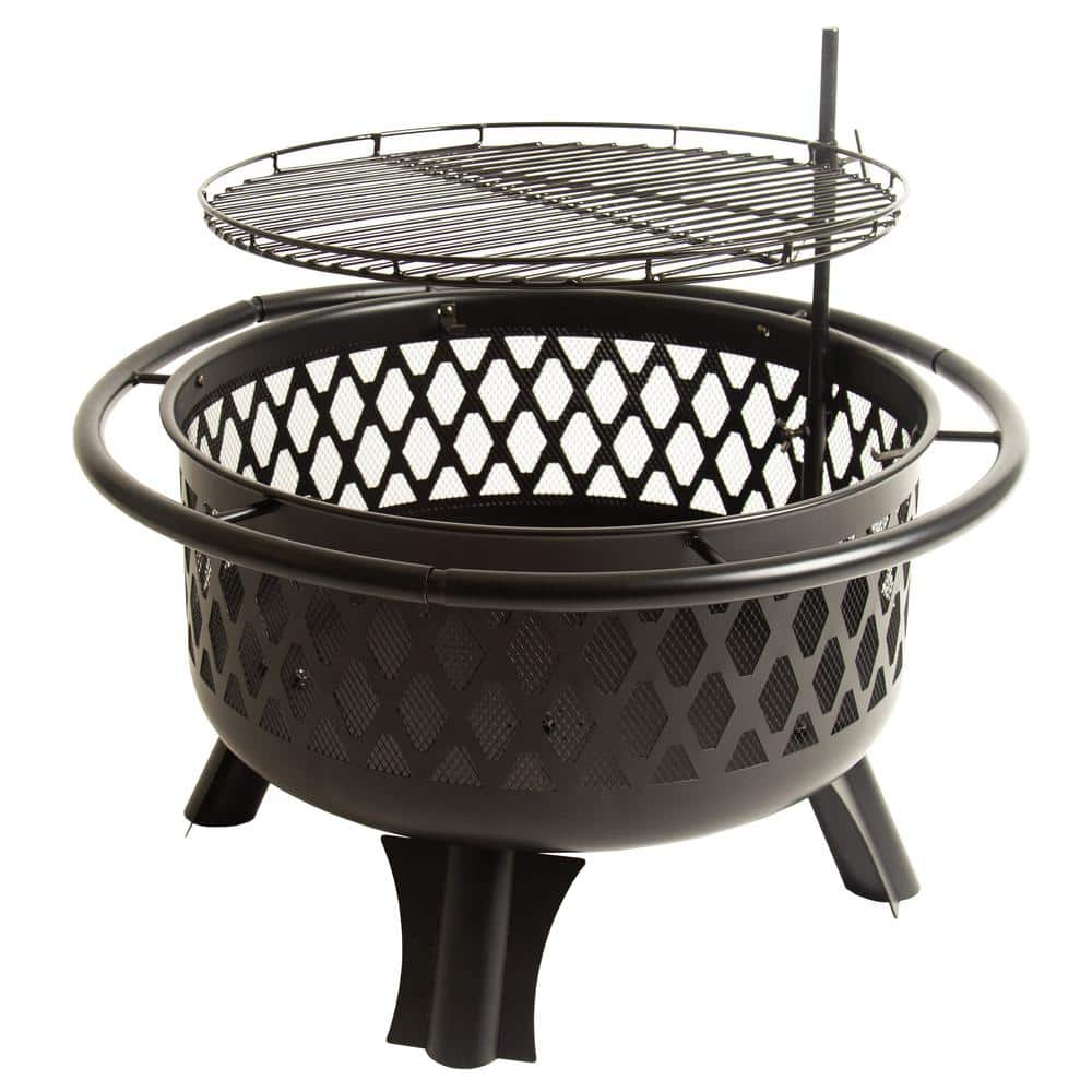 Hampton Bay Piedmont 30 in. Steel Fire Pit in Black with Poker OFW992RA