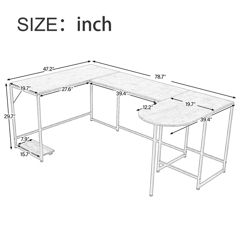 Industrial Style U Shaped Computer Desk  Writing Table Workstation