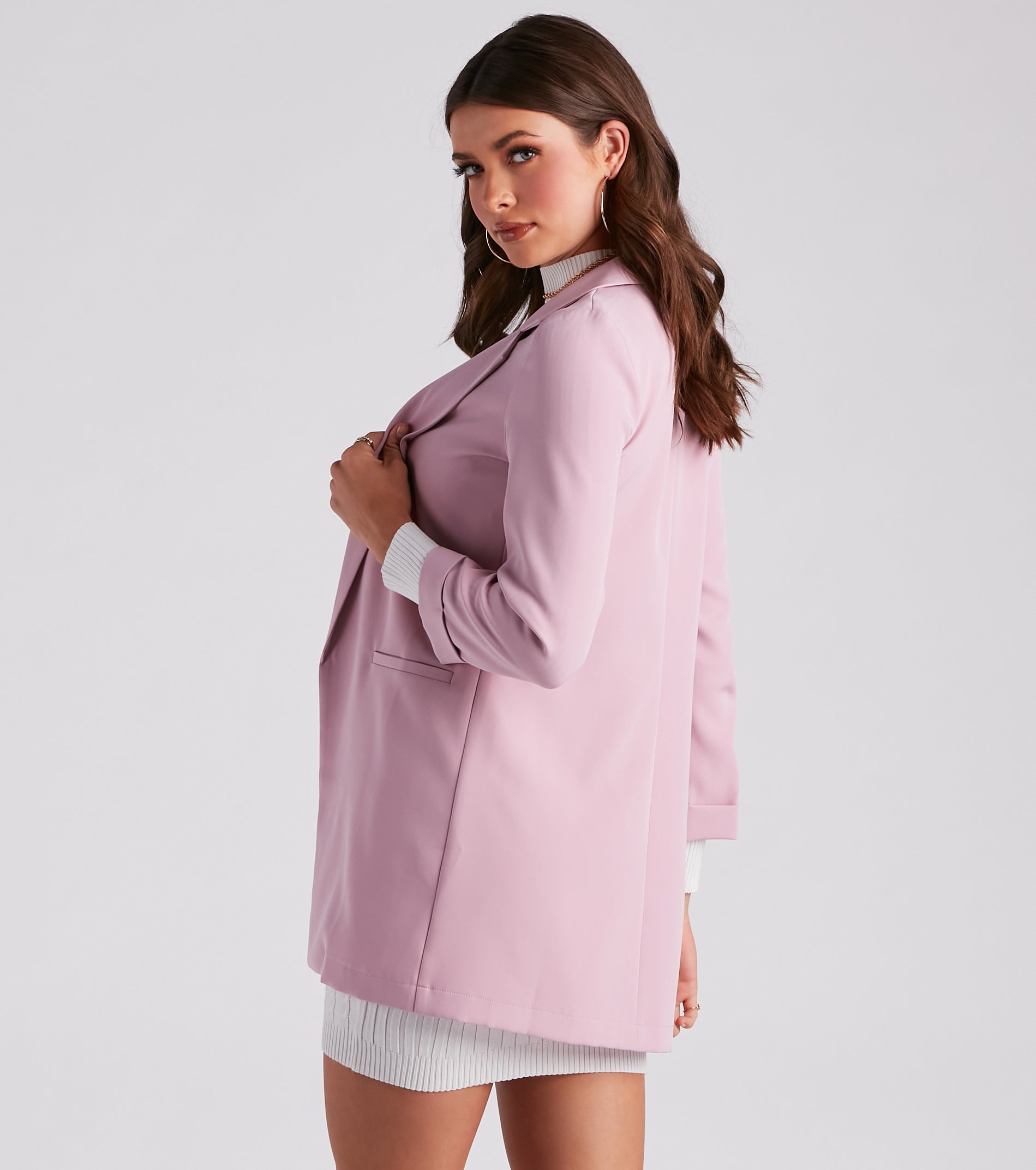 Biz Call 3/4 Sleeve Boyfriend Blazer