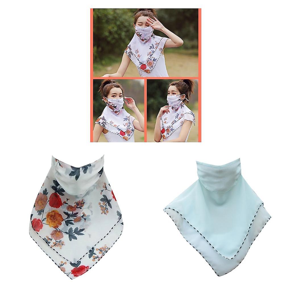 2pcs Womens Half Face Mask Scarfs Travel  Lightweight Ice Silk Scarf