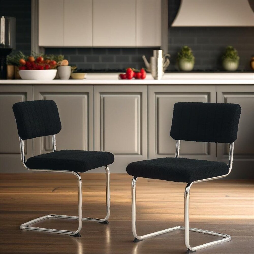 Fabric Light Luxury Dining Chair with Metal Legs(Set of 2)   N/A