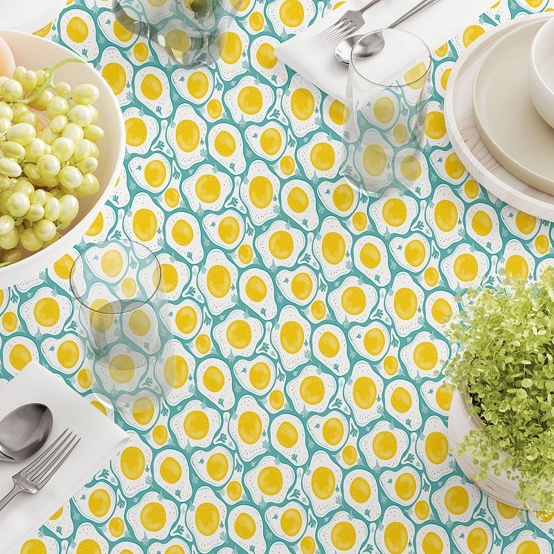 Square Tablecloth， 100% Cotton， 60x60， Brunch Time Eggs