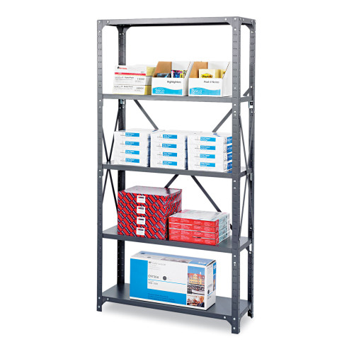 Safco Commercial Steel Shelving Unit， Five-Shelf， 36w x 24d x 75h， Dark Gray (6267)