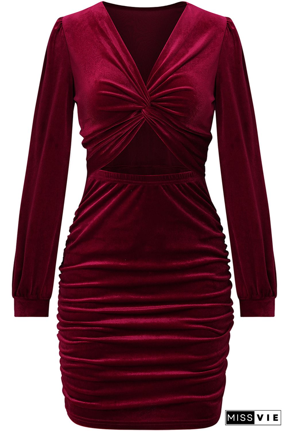 V Neck Twisted Hollow Out Bodycon Dress