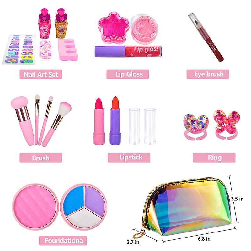 Balnore Kids Girls Makeup Set Washable Real Makeup Set With Makeup Bag