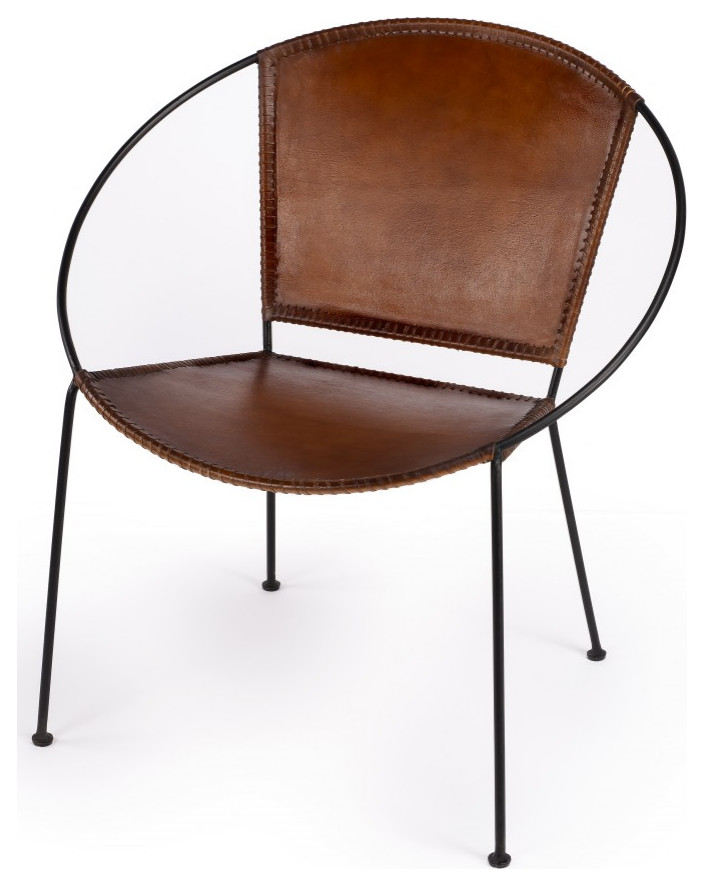 Modern Ring Shape Brown Leather Accent Chair   Industrial   Armchairs And Accent Chairs   by UStradeENT LLC  Houzz