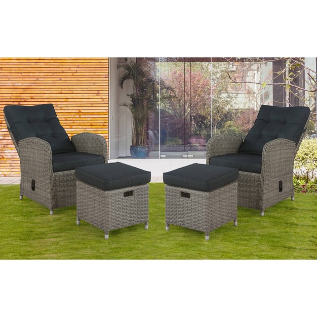 Monaco 4pc Set With 2 Reclining Chairs amp 2 Ottomans Gray Alaterre Furniture