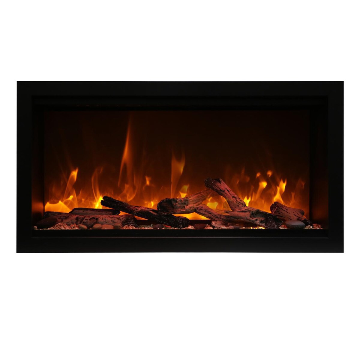 Amantii Symmetry Series XT 34-Inch Smart Built-In Electric Fireplace with Black Steel Surround