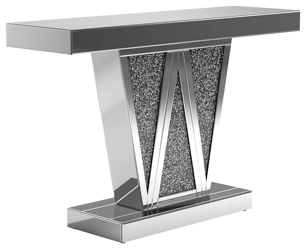 Elegant Console Table  Mirrored Design With Rectangular Top  Chrome and Grey   Traditional   Console Tables   by Decor Love  Houzz