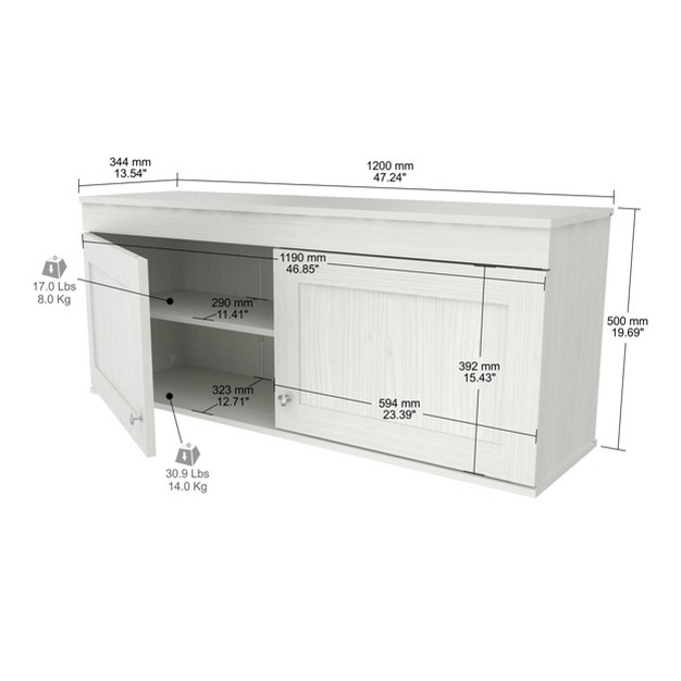 2 Doors Wall Mounted Buffet Cabinet White