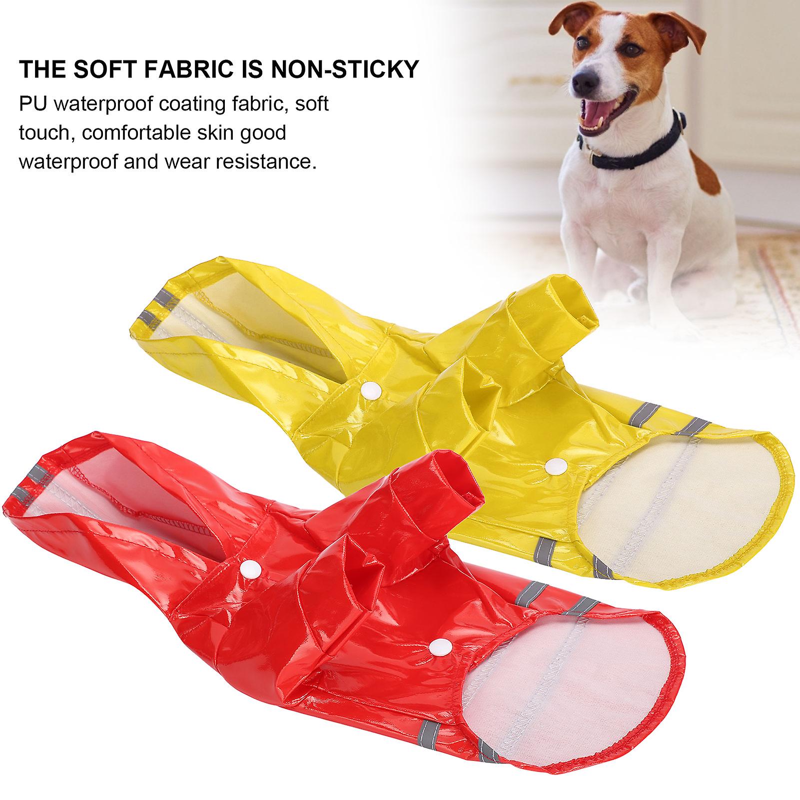 2pcs Dog Raincoat Waterproof Windproof Dog Hooded Coats With Safety Reflective Stripe  Dog Rainwear For Wet Rain Weather[medium-red+yellow]