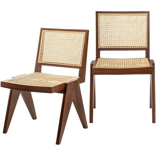 Adelrina Wood and Rattan Dining Chairs (Set of 2)