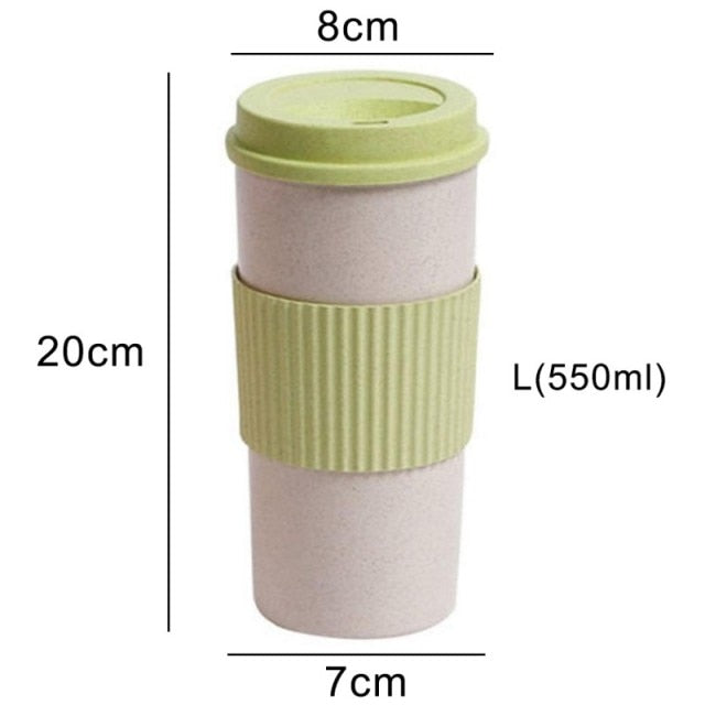 Wheat Fiber Straw Coffee Mug Double-wall Insulation Eco-friendly Coffee Cup Travel Leakproof Gift Mugs