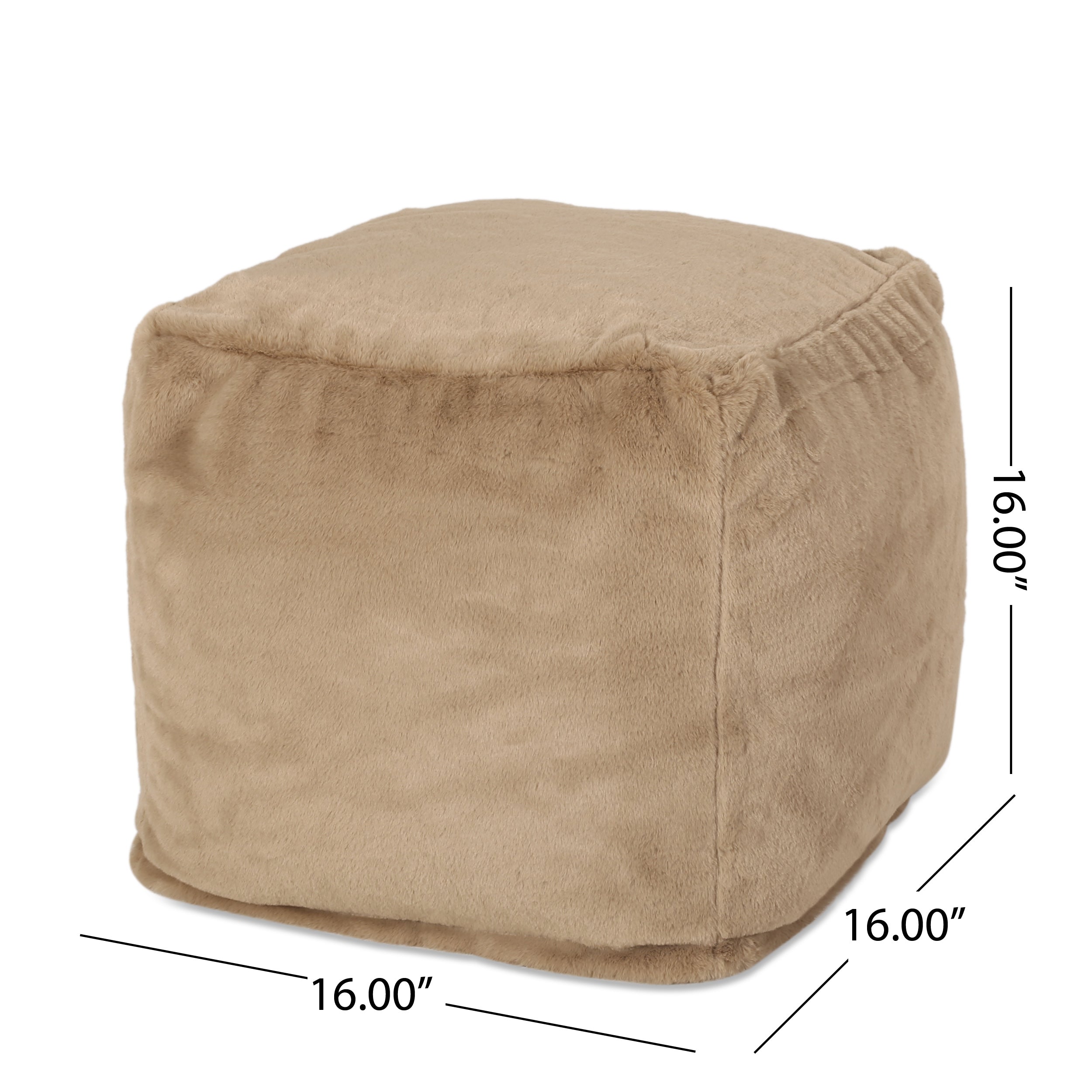 Pickerel Modern Glam Faux Fur Cube Pouf