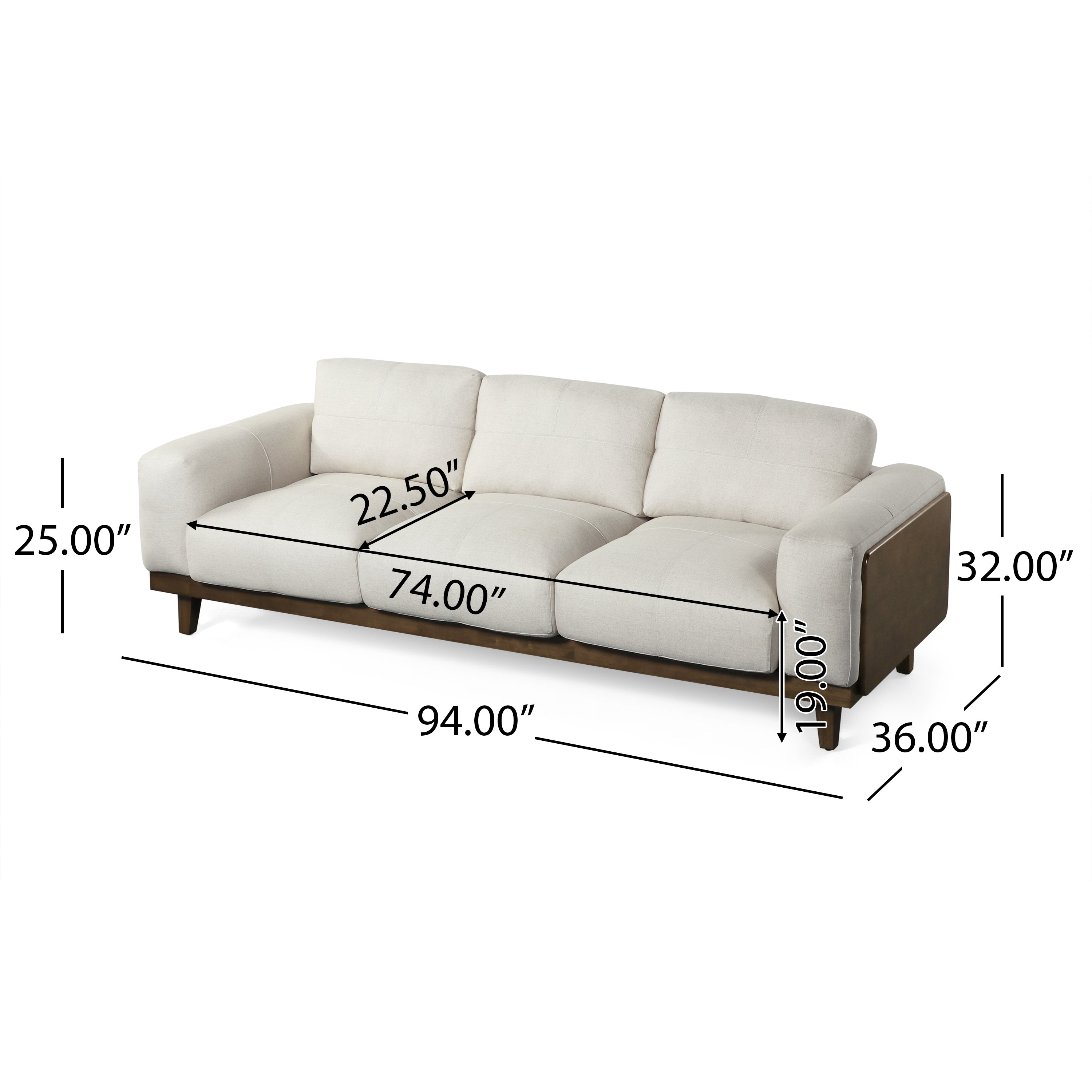 Connor Contemporary Upholstered Oversized 3 Seater Sofa