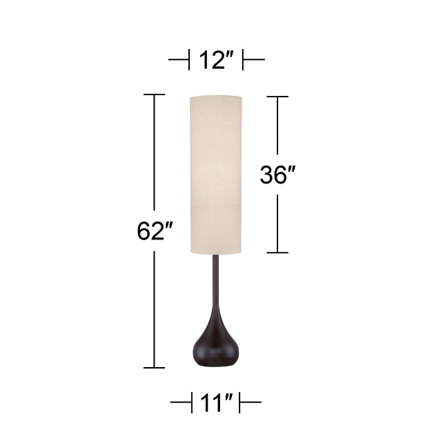 Tall Bronze Metal Droplet Off White Cream Cylinder Shade For Living Room Reading